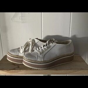 DV by Dolce Vita White and Brown Platform Sneakers